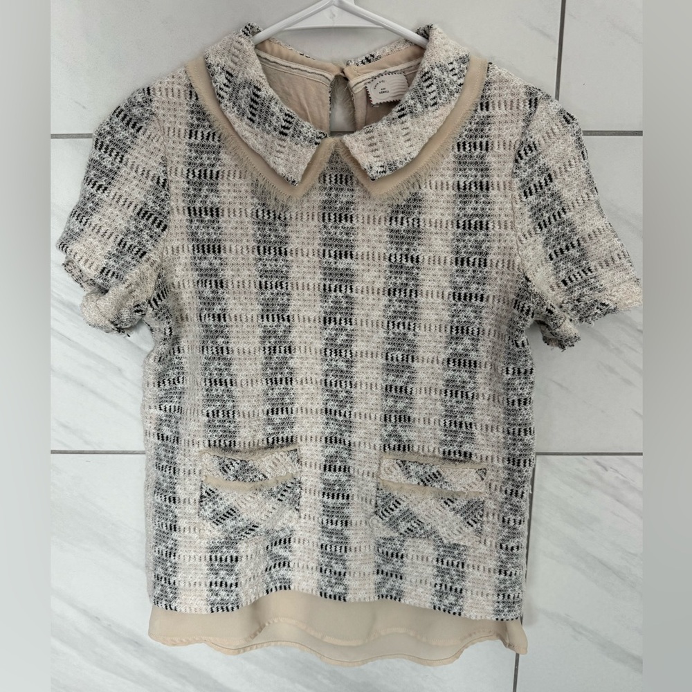 Anthropologie 9-h15 Stcl collared knit tweed shirt XS